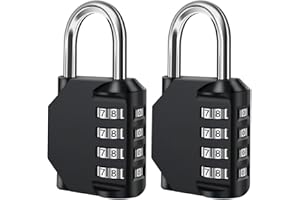GOVVAY Cadenas Code 4 Chiffres, 2 Pcs Alliage de Zinc Cadenas à Combinaison Étanche Cadenas Code Casier pour École, Salle de Gym, Armoires, Porte de Cave et Clôtures de Jardin (Noir)