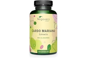 Cardo Mariano 35000 mg Vegavero | MAS ALTA DOSIS | Con 80% de Silimarina & 30% de Silibina | Liver Detox y Higado Graso | SIN ADITIVOS | Milk Thistle | Testado en Laboratorio | 120 Cápsulas