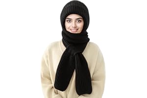 Wantonfy Echarpe Chapeaux 2 en 1 Bonnets Écharpe Femme Hiver Bonnet et Echarpe Femme Épais Tricoté Protéger Oreilles