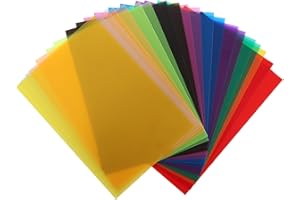 APACALI 50 Stück Farbfolien Gel Farbfilter Folie, 10 Farben Transparente Farbige Farbfilter, Farbfilm Gel Farbfilter Quadratische, Folie Hitzebeständig für Lampen Farbige, 210mmx 297mm
