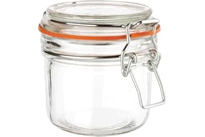 Vogue Clip Top Round Glass Jars - 200 ml (Pack of 6), Preserve Jars, Reusable Jam Jars, Airtight Food Storage, Kitchen Preserving and Pickling, Spice or Herb Containers, GH328