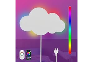 ‎KZT KZT LED Wall Light RGB Colour Changing Wall Lamp with Remote Control Children's Room Dimmable Bedside Lamp Modern Indoor Night Light with Plug for Bedroom Living Room Hotel Clouds Wall Lighting