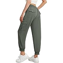 GRECERELLE Casual Wandelcargobroek Dames Zomerwandelbroek voor Dames UK met Elastische Taille, Omslagen aan de Enkels en 6 Zakken Ideaal voor Outdoor Streetwear, Donkergrijs, M