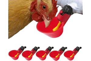 BOGORO Bicchieri automatici in plastica per polli, 6 pezzi, per pollame in plastica, per acqua, vasca da pollame con tazza per irrigazione ciotole per uccelli quaglie bestiame pollo gallina