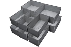 Foeska Schubladen organizer,schrank organizer,kleiderschrank organizer für Kleidung,Unterwäsche-Aufbewahrung,faltbar,Geeignet für Schlafzimmer,Schrank und Schubladen (Dunkelgrau, 12pcs)