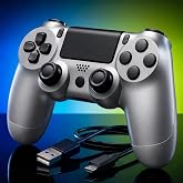 Elite Sılver Kablosuz Oyun Kolu, Bluetooth Gamepad, PS4/PS3/PC/Android TV Uyumlu, &Ccedil;ift Titreşimli, Şarj Edilebilir, Dokunmati