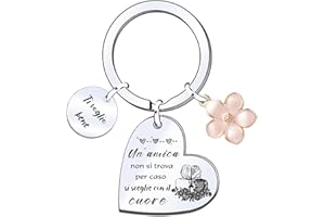 FGHJK Portachiavi Regalo Amica Speciale Regali Amica Compleanno Regalo Migliore Amica Portachiavi Amicizia Donna Cuore Idee Regalo Amiche Sorella Amico Laurea Natale - Incisione Fronte Retro