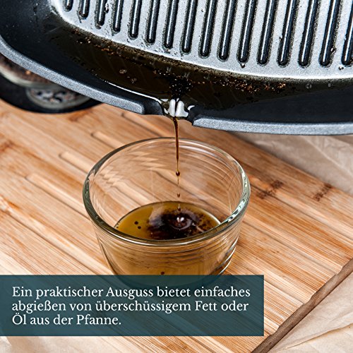 Savisto 28cm Premium Aluminiumguss Antihaftbeschichtete Grill Pfanne für Gas, Induktions & Elektronischen Herd mit abnehmbaren Griff - 5