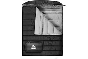 FORINBUY Sac de Couchage d'hiver Adulte Double, Sac de Couchage Chaud et Imperméable pour 2 Personnes -par Temps Froid Sac de Couchage Camping 230x150cm