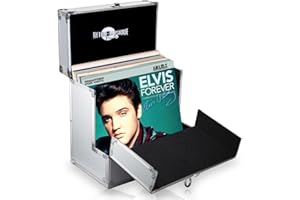 Retro musique 12 Inch Vinyl Record Storage with 40 12" Outer Sleeves | Vinyl Storage Box with Unique Front Flap Opening | LP Storage Boxes Holds up to 40 LP's | Record Box Perfect for Your Vinyls