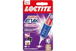 Loctite Super Attak Creative, Colla liquida trasparente con applicatore a penna, Colla attaccatutto forte per applicazioni facili e precise, Adesivo per legno, gomma, metallo, pelle, 1x3g