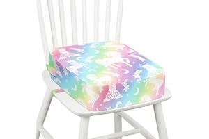 omedecal Rehausseur Chaise Enfant, Lavable Coussin Rehausseur avec 2 Sangles Réhausseurs pour Enfant 36 x 32 x 10 cm - Licorne