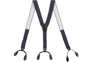 KLONKEE Men's Split Button Braces Y Shape Trimmed Button End Tuxedo Adjustable Straps Elastic Suspenders - 3.5 cm wide