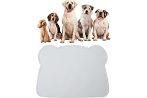 FENGZIZH Cat Food Mat, Silicone Dog Food Mat - BPA-Free, Easy Clean Pet Feeding Mat for Small Medium Cats Dogs - Non-Slip Waterproof Bowl Placemat for Home Trave(Grey)