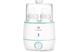 truelife Invio BW Double chauffe-biberon et stérilisateur pour 2 biberons, plusieurs niveaux de température préférés, écran LCD pour surveillance de la température, fonctionnement silencieux