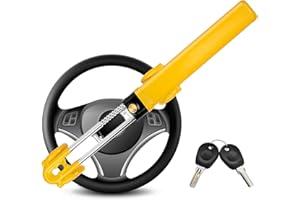 OXNSHEJW Steering Wheel Lock, Car Steering Wheel Locks, Universal Steering Locks, Heavy Duty Anti-Theft Device Fit for Cars, SUVs, Vans, Caravans, 2 Keys