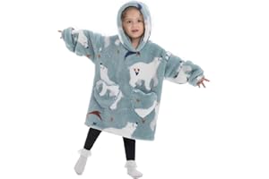 NUANHOM Wearable Blanket Hoodie for Kids Toddlers Super Warm Cozy Oversized Hooded Blanket Sweatshirt with Pocket for Little Girls Boys