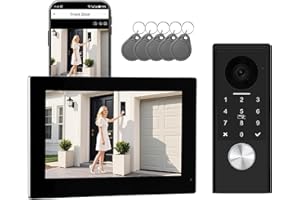 HONMIDATEK Videocitofono a 2 fili, campanello con telecamera, telecamera Full HD, citofono con password, touchscreen a colori da 7" e audio bidirezionale, app per smartphone, rilevamento del movimento