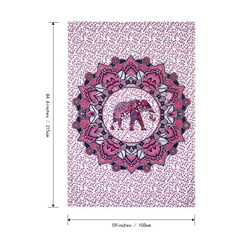 Finether indischer Wandteppich Wandbehang Mandala Elefant Tuch Wandtuch Gobelin Tapestry Goa Indien Hippie-/ Boho Stil als Dekotuch /Tagesdecke indisch orientalisch psychedelic bunt 215 x 150 cm FT-194 - 7