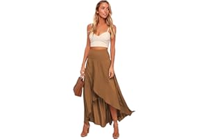 Odizli Damen Elegant High Waist Elastische Wickelrock Sommer Lang Rock mit Schlitz