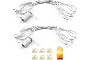 LongZYU 2 Stücke Kabel mit Schalter für Salzlampe Lampenfassung E14 mit 3,5M Lampenkabel mit Schalter EU-Stecker Salzlampenfassung Isolierung Salzleuchte Kabel Salz Lampefassung Schalter Weiß