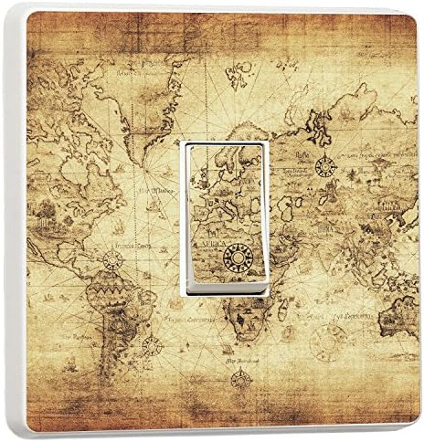Vintage distressed World Map photo light switch sticker cover (4302066) Map