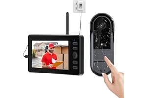 Zeerkeer 1080 Timbre inalámbrico con Cámara, Pantalla de 4,3 Pulgadas Videoportero Exterior IP65, Intercomunicador 2.4G Visión Nocturna, Timbre Inteligente Interior para Hogar
