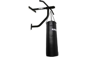 KLAR FIT Klarfit Big Punch • Barre de suspension pour sac de frappe Combinaison • Sac de sable • Barre fixe • avec sac de frappe • biseautées 80 x 30 cm grand treffer Zone • Charge max. 350 kg • Musculation • d'entraînement • Matériel de montage • Noir ou Argent/marron