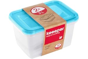 keeeper Set da 2 Contenitori per Alimenti, 2 x 2 L, 20,5 x 15,5 x 10,5 cm, Fredo Fresh, Blu trasparente
