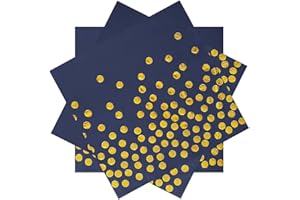 EVYIENEN 40 Stück Blau und Gold Geburtstag Servietten，33x33cm Papier Party Servietten，für Junge Mädchen Geburtstag Party Deko