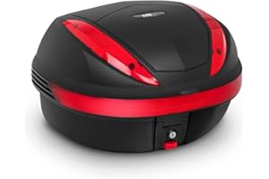 MSW MOTOR TECHNICS MSW Caja para Moto Baúl De Motocicleta MSW-MC38L1 (Universal, con Cerradura y Llave de Repuesto, Revestimiento de Carbono, Volumen de 38 litros)