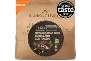 NOUVEAU | BAMBOO STORY | Grué | Cacao Cru ÉDULCORÉE au Yacon sirop (patate douce Péruvienne | Bio | 150 g