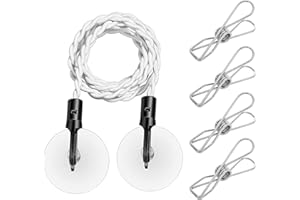 TAFACE 1 tendedero de Viaje, 4 Clips de Acero Inoxidable, tendedero retráctil, cordón de lavandería portátil con Gancho y Ventosa, Accesorios de Viaje, Adecuado para Viajes, Camping al Aire Libre (Blanco)