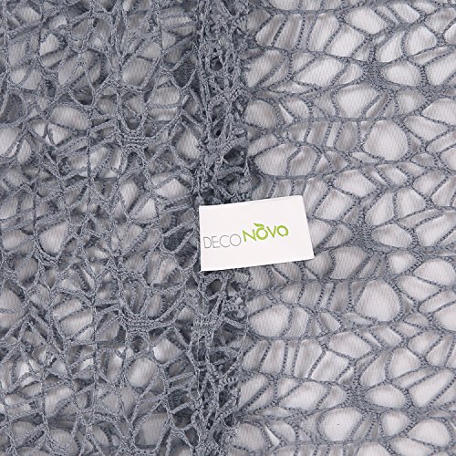 Deconovo Netz Vorhänge Voile Vorhang Ösen Deko Vorhang 245×140 cm Dunkelgrau 2er set - 6
