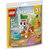 LEGO Creator Turuncu Kedi 30714 &ndash; 6 Yaş ve &Uuml;zeri Kız ve Erkek &Ccedil;ocuklar i&ccedil;in Timsaha ve Yuvası, 2 Yumurtası Olan 1 Baykuşa D&ouml;n