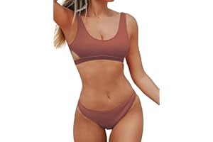 CUPSHE Damski zestaw bikini z wycięciem, niski stan, dwuczęściowy strój kąpielowy