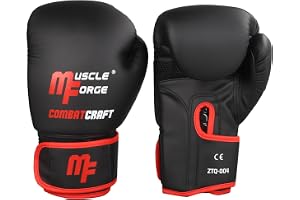MuscleForge Boxningshandskar 10 Oz – Boxningshandskar för män och kvinnor, Sparring och träning, boxningsväska, Kick Boxning och Muay Thai – premium PU-läder, ventilation och stängning med justerbar