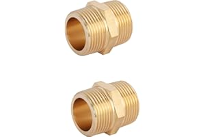 FENGCHUANG 2 Pcs Giunto Filettato Da 1/2 "Pollici Giunto Filettato Maschio x Giunto Filettato Maschio, Giunto In Ottone Maschio a Maschio Diritto Tubo Esagonale Giunto Filettato Maschio