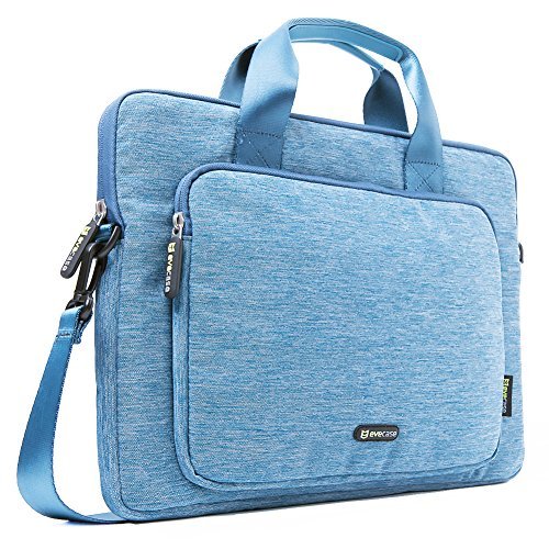 Preisvergleich Produktbild Laptophülle / Evecase 14 Zoll Universal Neoprene Gepolsterte Notebook Briefcase Laptop Schutzhülle mit Anzug-Gewebe / Ablösbaren Träger / Handgriff / Frontfach / Zubehörfächer - Blau XXL