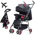 PICCASIO™ Baby Stroller, Foldable Travel Trolley with Adjustable Multi-Position Seat, Reversible Handle, Shock Absorbent System, One-Click Fold, Strong Brakes, Large Storage Basket (Baby push chair)
