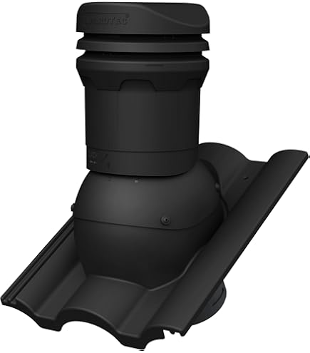 Gedämmter Entlüfterkamin EVO DN150 Für Braas - Taunus Dachziegel Dachlüfter (RAL 9005 - Schwarz