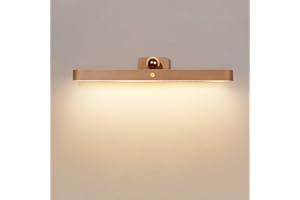 HKLY Applique Murale Bois LED Dimmable Avec Interrupteur Tactile Et Batterie Lampe Murale Sans Fil Rechargeable USB Magnétique Veilleuse 360° Rotatif Lampe De Mur Pour Chambre A Coucher Cuisine