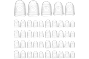 ‎QUESUC 40pcs Silikon Fingerspitzen Schutz Gitarren Fingerschutz Anti Rutsch Fingerspitzen Ärmel Schutz Abdeckungen Kappen Pads Saiten Instrumente Zählen Nähen Papierkram 5 Größen Silikon Fingerschutz Gitarre