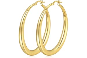 PABBEU Ohrringe Silber 925 Creolen Hypoallergen Klobig Creolen Silber Groß Dick Creolen Ohrringe Leichte Silber Ohrringe Damen Mädchen 35/40/50MM