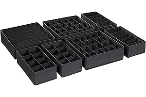 TLOXO Set di 7 Armadio Divisori Cassetto, Scatole, Lavabile Pieghevole per Biancheria Intima, Reggiseni, Calze