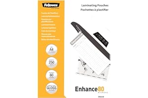 Fellowes 5312903 Pouches, 80 Micron, Formato A4, Confezione da 250 Pezzi