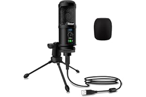 Veetop USB Microphone Metal Computer Condenser PC Mic for Gaming Podcasting Streaming Recording Voiceover YouTube Skype Twitch Zoom Cardioid with Tripod Compatible with Desktop Laptop Windows MacOS