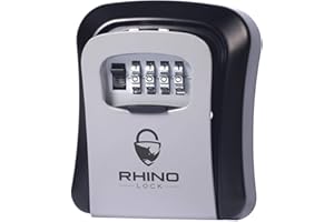 Rhino Lock Secure Key Combination Safe - Outdoor Heavy Duty Wall Mounted Security Lock Box - Large Internal Storage for House or Office Keys with Strong 4 Digit Lock #UKBrand (Medium, Grey)