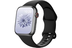 AMSKY Silikonowe paski kompatybilne z paskiem Apple Watch 40, 46, 41, 44, 42, 45, 38, 49 mm, uniseks, sportowy pasek kompatybilny z iWatch serie 10, 9, 8, 7, 6, 5, 4, 3, 2, 1, Se Ultra, C-czarny,