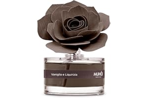 MUHA' | Profumatore per ambiente Rosa Diffuser, Fragranza Vaniglia e Liquirizia, Diffusore Ambiente con Rosa in Legno di Betulla, Formato da 50 ml
